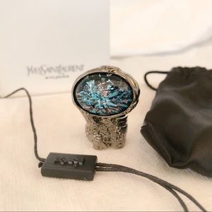 SOLD YSL arty ring Cipria Blue Gunmetal size 4